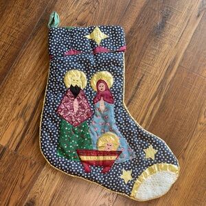 Holiday Stocking with Nativity Scene